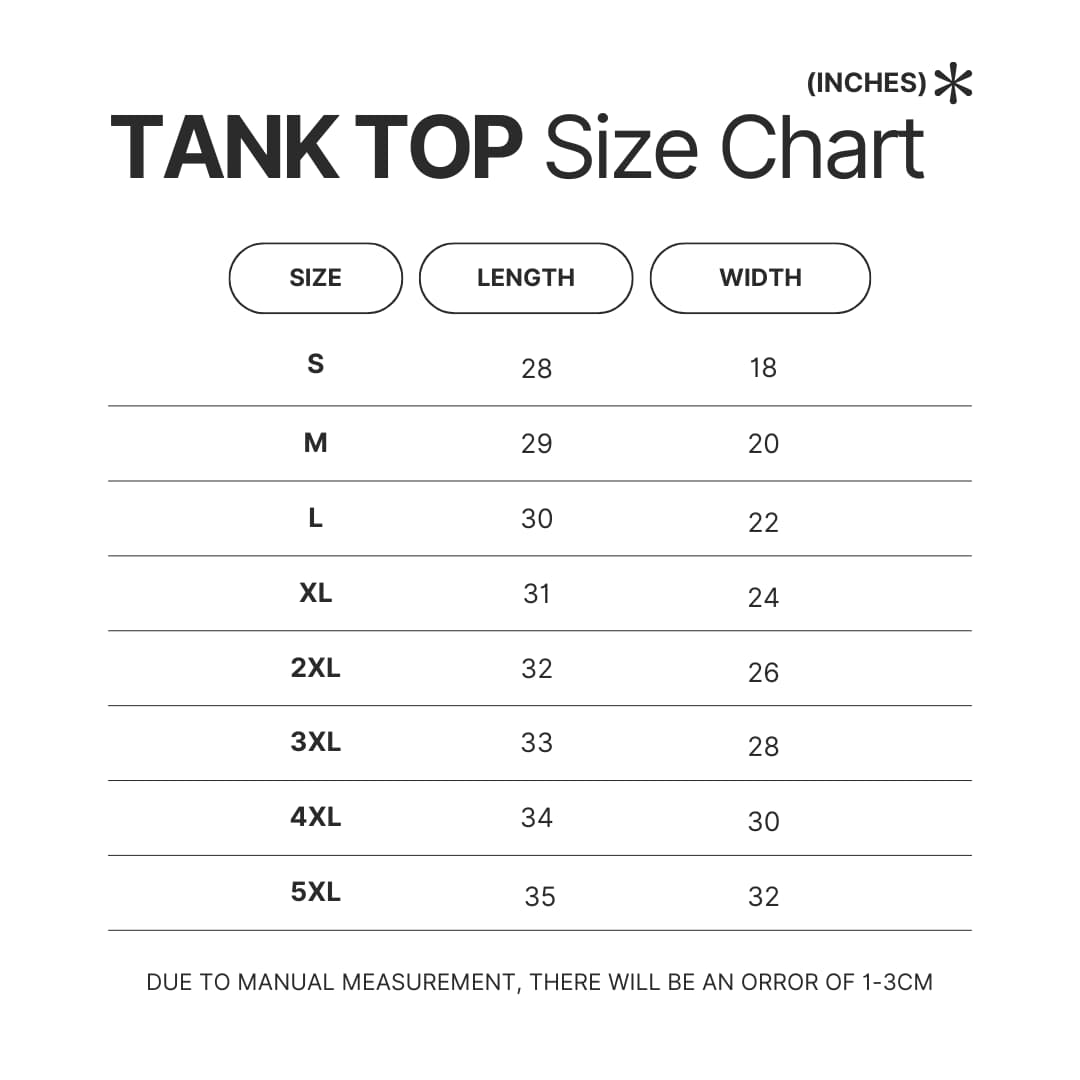 Tank Top Size Chart - Jujutsu Kaisen UK Shop