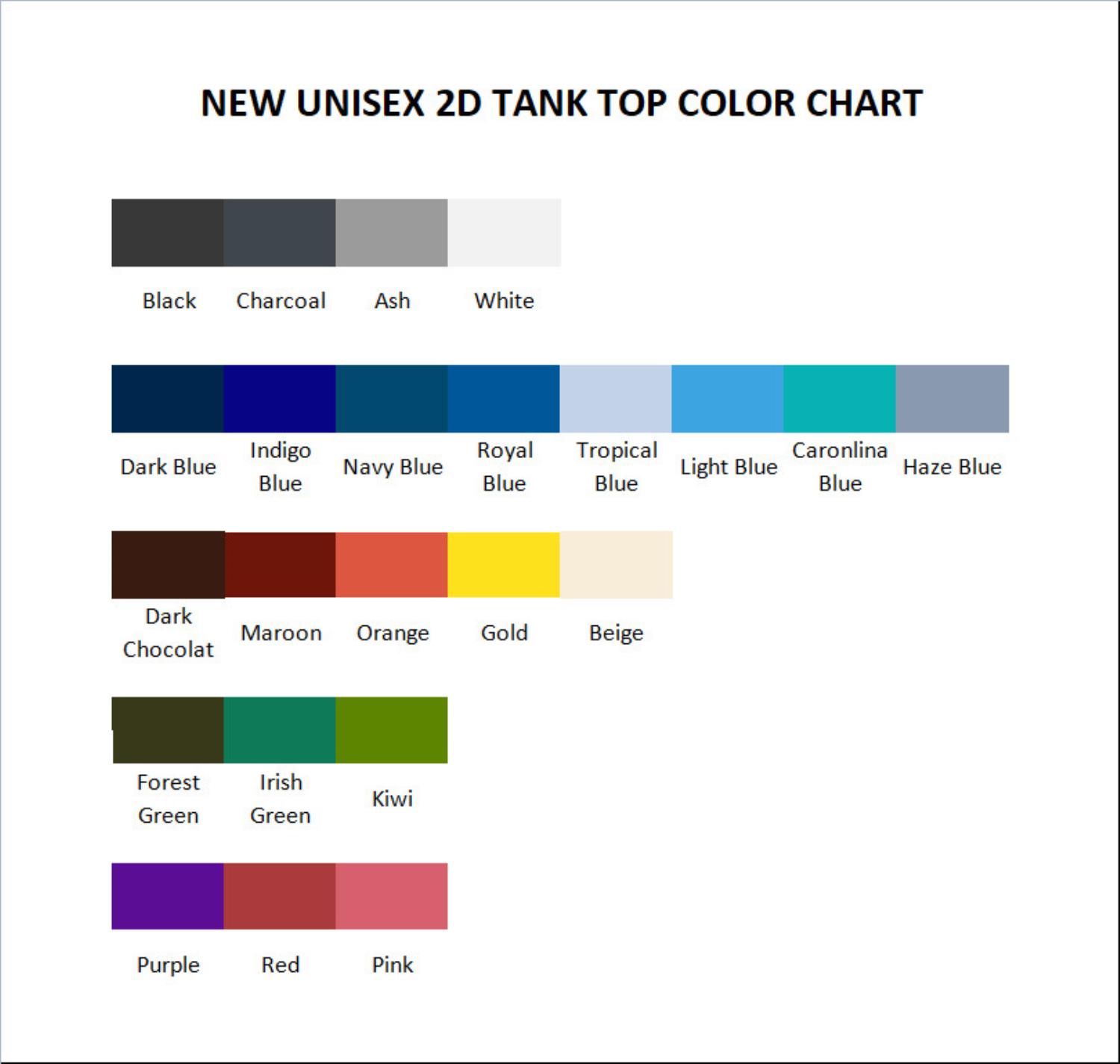 tank top color chart - Jujutsu Kaisen UK Shop